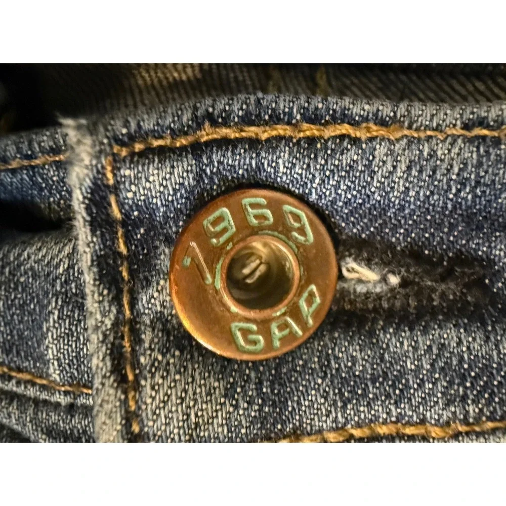 Gap 1969 Boot Cut Jeans Women's Size 12A Blue Stretch Denim Medium Wash Frayed